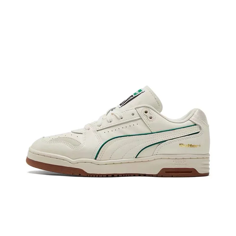 PUMA Slipstream Lo lightweight and durable low top board shoes for both men and women, white and green