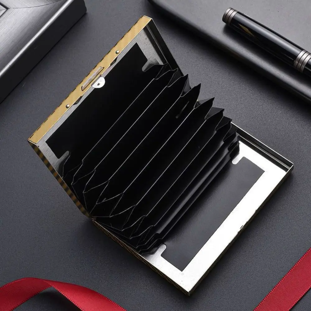 ธุรกิจ 6/10 ช่องใส่บัตรเครดิต Anti RFID Slim ID Cardholder สแตนเลสโลหะกรณีปอร์เต้คาร์เต้ทราเวล