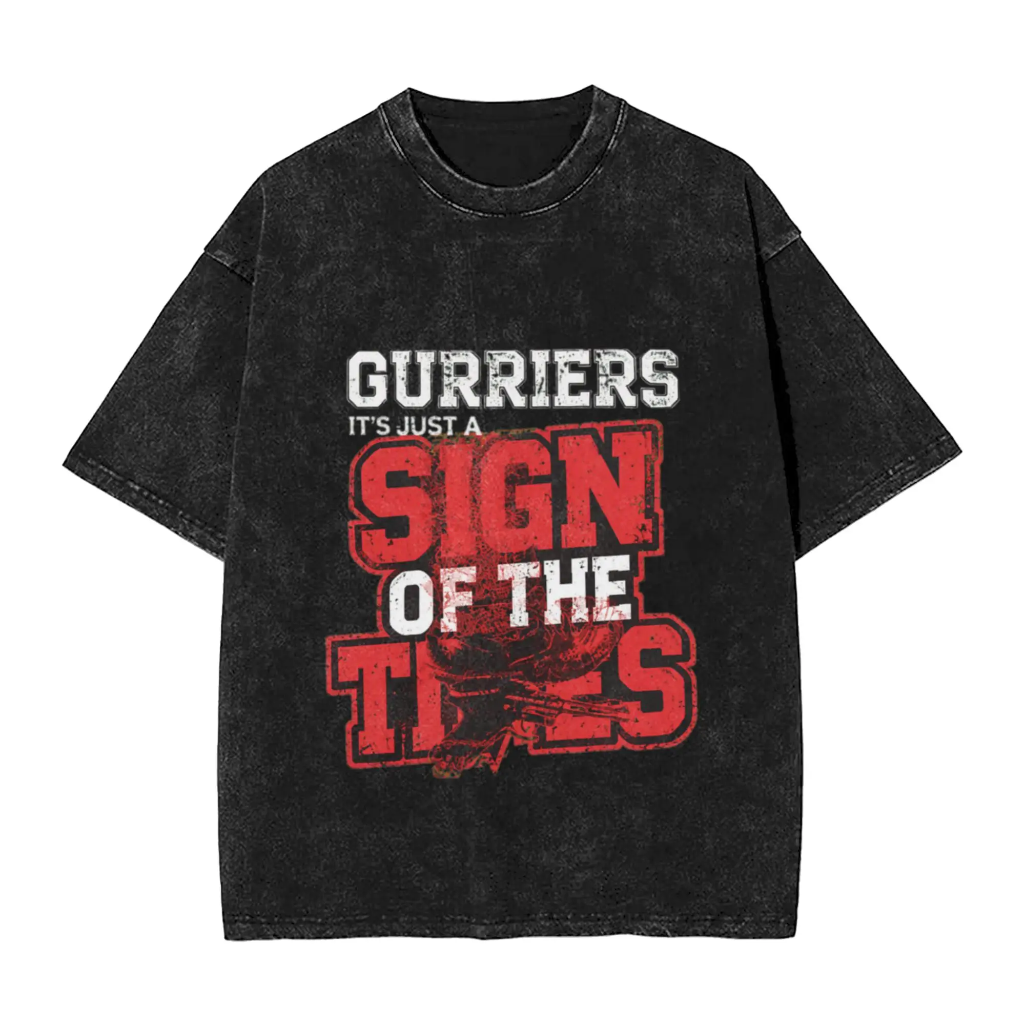 GURRIERSS Signs Of The Timess Grunges Unique Chic A T-Shirt Oversized Short Sleeve Men's Women's Cotton Tees Tops