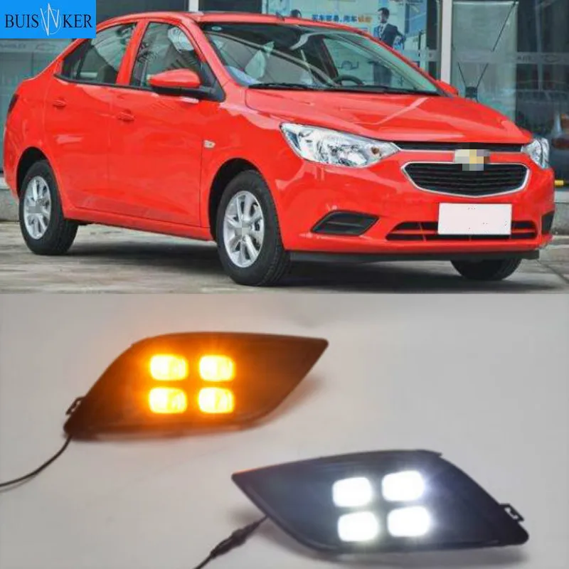 2pcs Car LED Daytime Running Light For Chevrolet Sail 2014 2015 2016 2017 DRL White Turn Signal Light Yellow Blue Fog Lamp