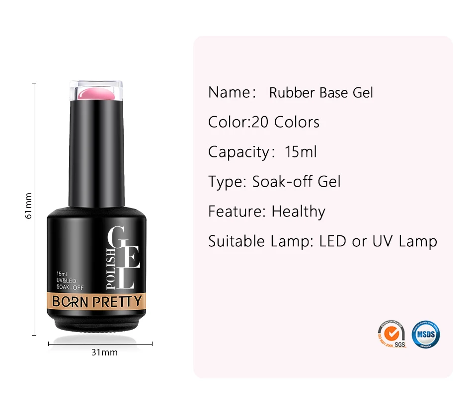 BORN PRETTY 15 ml Jelly Color Rubber Base Gel Camouflage Color French Pink Milky Selbstnivellierender UV-Gel-Lack Soak Off Nail Art – Detail 3