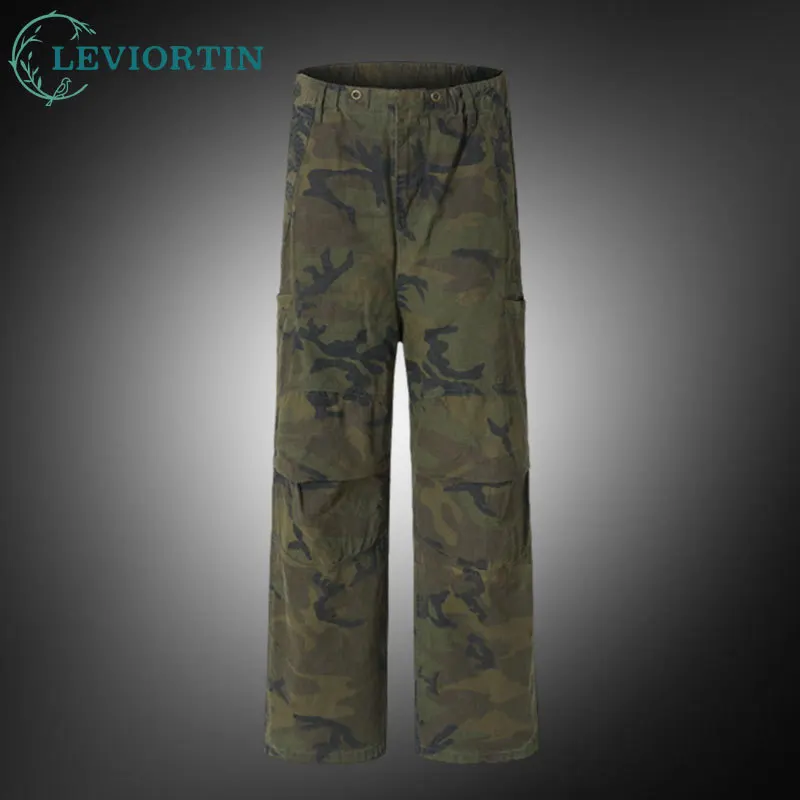Autumn Men Outdoor Hiking Camouflage Cargo Pants Unisex American Style Multi-Pocket Tactical Utility Paratrooper Casual Trousers