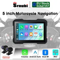 Srnubi Portable Motorcycle Wireless CarPlay & Android Auto Screen 5 inch IPS Touch Screen IP67 Waterproof DVR GPS Navigation