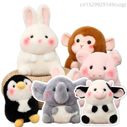 Kawaii Animal Series Round Plush Doll Pillow Rabbit Elephant Cow Penguin Monkey Pig Cute Soft Plush Toy Gift For Boys And Girls