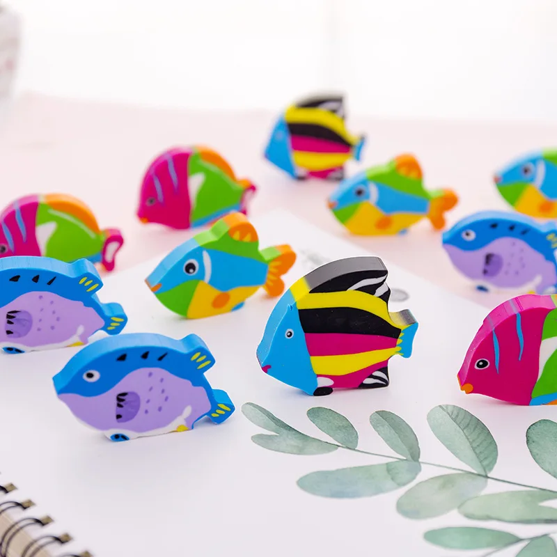 Food Eraser Creative Cartoon Small Fish Eraser Children\'s Gift Eraser Set of 4 Sets of Student Supplies To Erase Handwriting