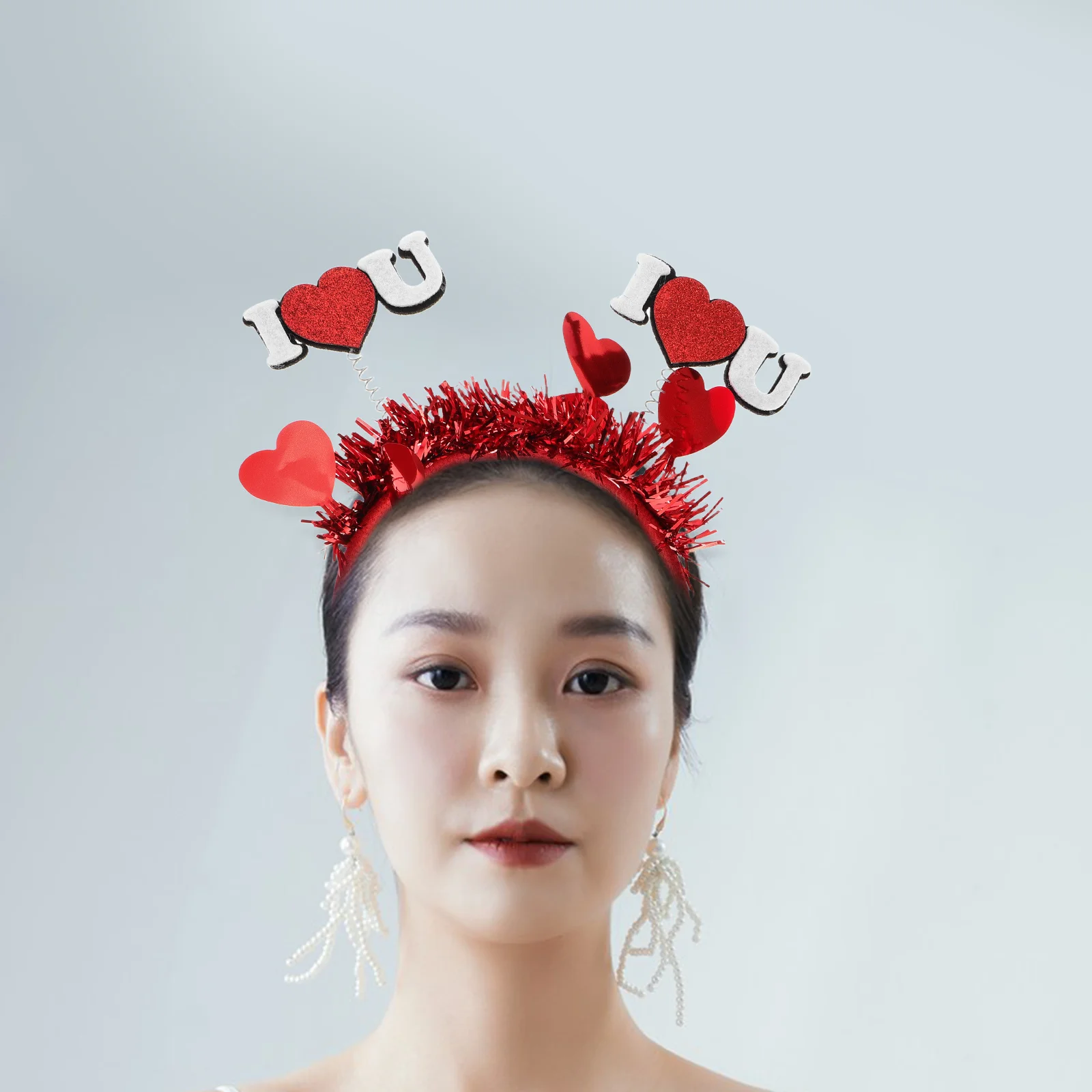 

Heart Antenna Headband Red Sequin Love Boppers for Parties Gatherings Couples Wedding Anniversary Costume Hair Accessories