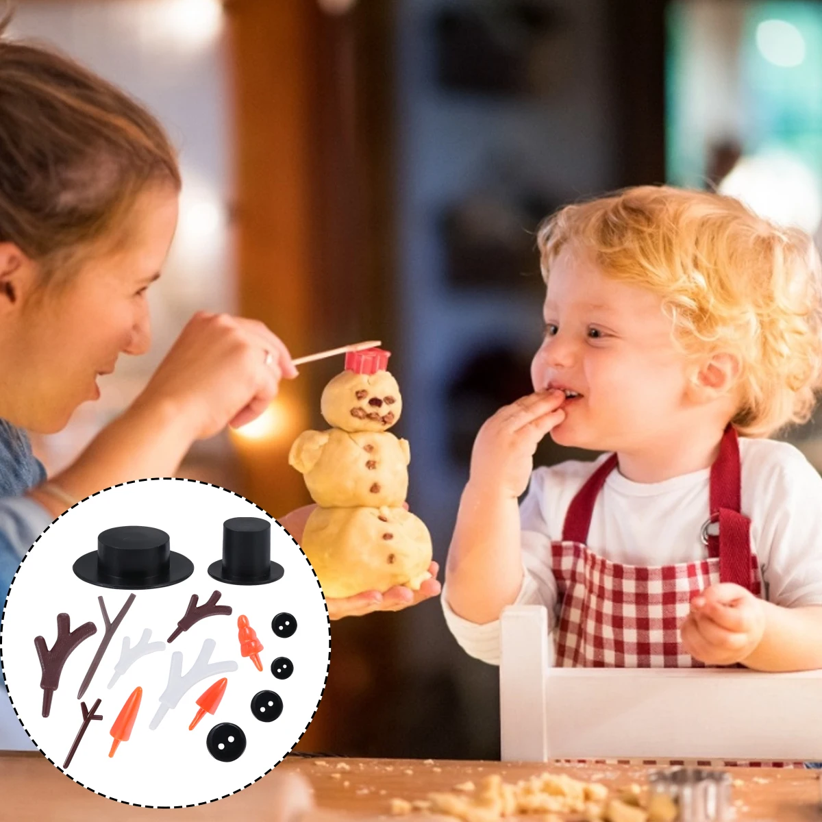 

Christmas Snowman DIY Kit 60 Noses 200 Buttons 12 Hats 12 Antlers Safe Plastic Craft Kids Gift Parent Child Activity Jewelry
