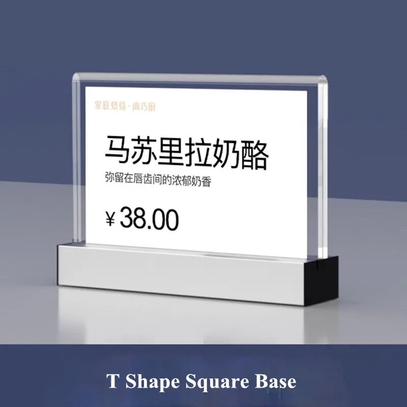 10 Pieces 55x90mm /100x70mm Desktop Acrylic Price Label Card Tags Table Number Menu Paper Holder Metal Sign Holder Display Stand