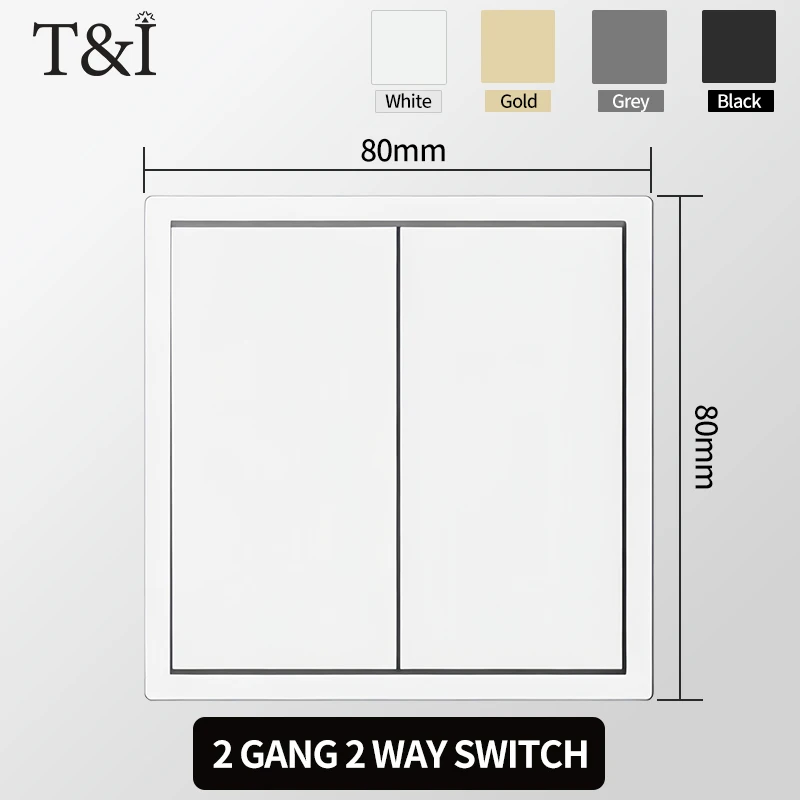 Europese stopcontact EU-stopcontact, USB Type-C oplaadpoorten, 1/2 gang lichtschakelaar, 16A 250V, inbouw, wit paneel, 80×80mm