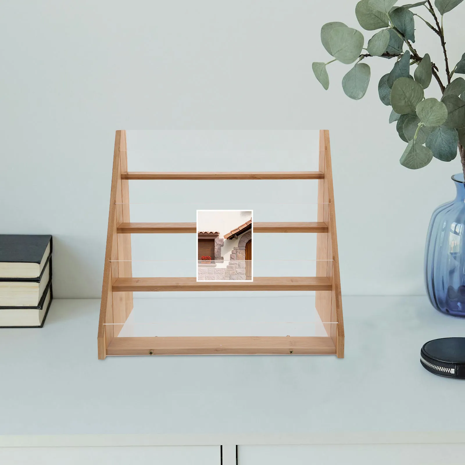 Display Rack Business Card Holder Birthday Organizer Cabinet Bookmark Greeting Wood
