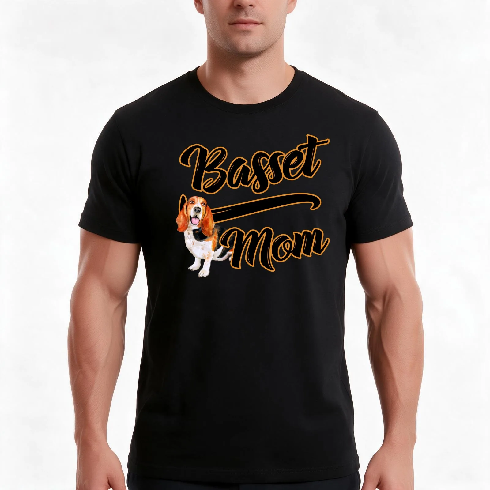 Basset Mom! Especially For Basset Hound Dog Moms! T-Shirt, Summer Casual Cotton Tee, Oversized Streetwear Tops, Unisex Men Women