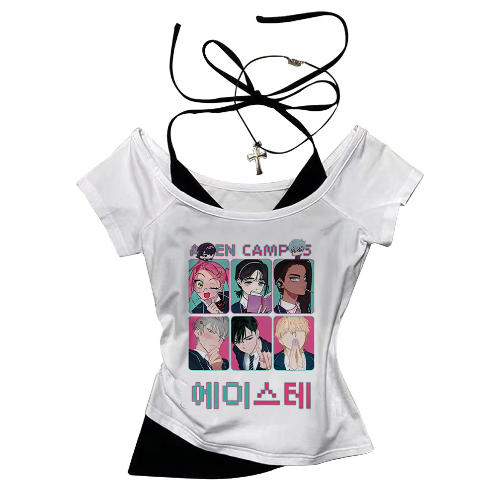 Alien Stage t shirt female hip hop Vintage Digital graphic anime Breathable shirt Comfortable Trendy korean clothes kawaii Y2k