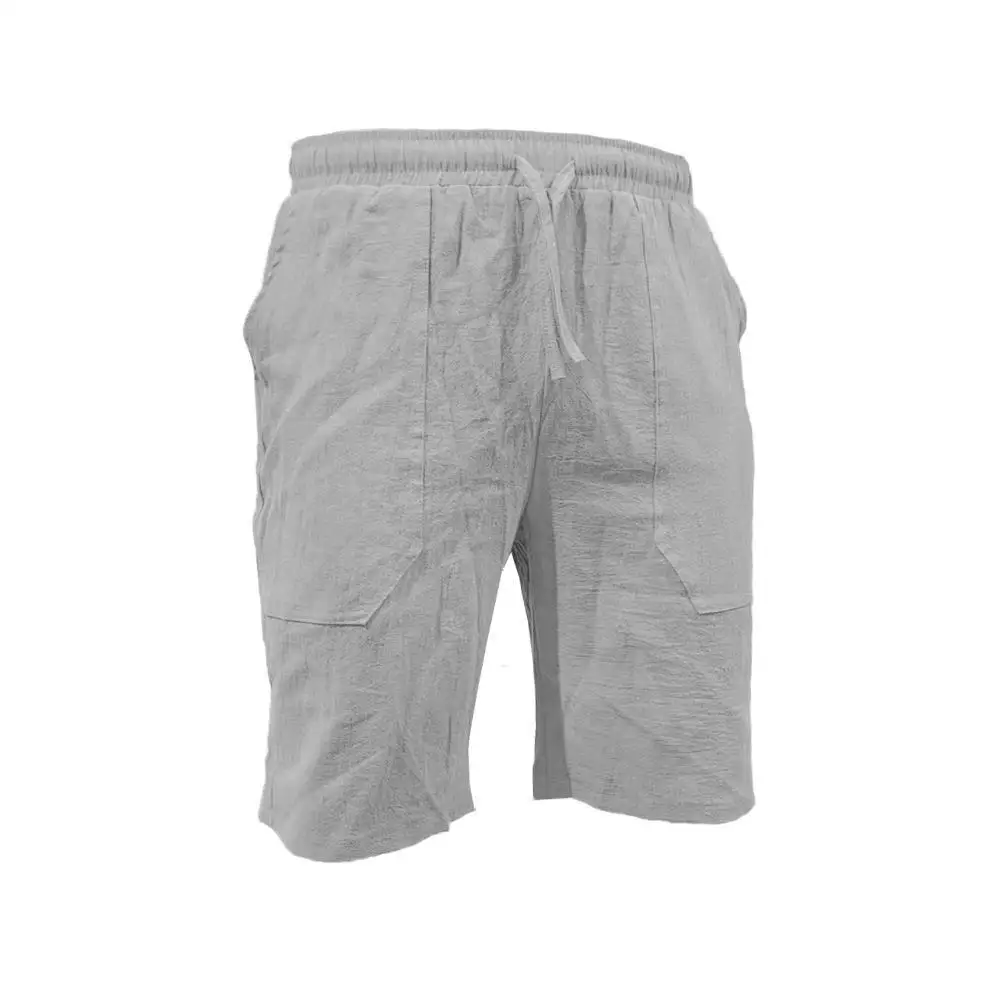 New Men\'s Cotton Linen Shorts Pants Male Summer Breathable Solid Color Linen Trousers Beach Casual Fitness Streetwear S-3XL