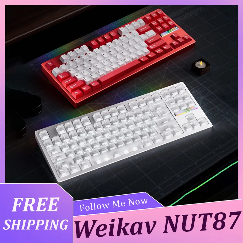 Weikav NUT87 Mechanical Keyboard Tri Mode Wireless Gamer Keyboard CNC All-Aluminium 80% Layout Customize Game Accessories Gifts