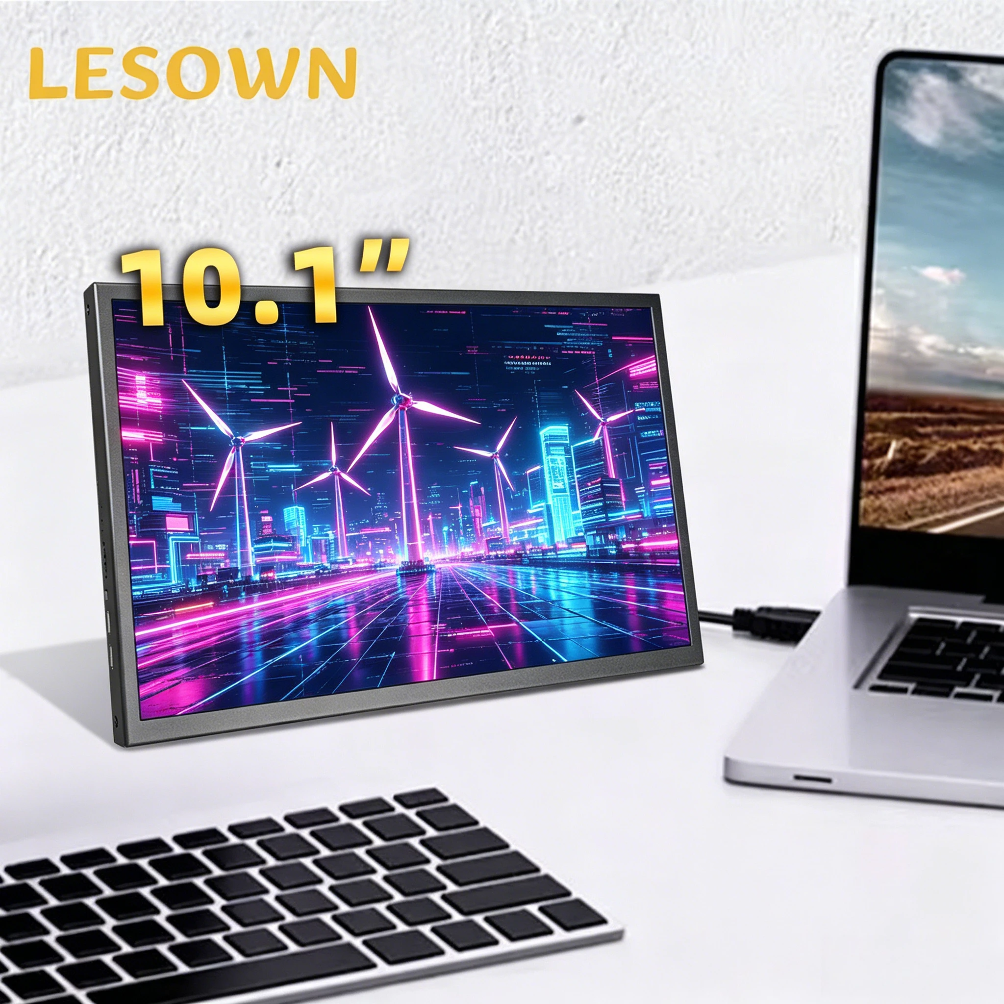 

LESOWN 10.1" Portable Monitor 2560x1600 2K High-Res IPS Display Type-C/miniHDMI for Laptop Productivity