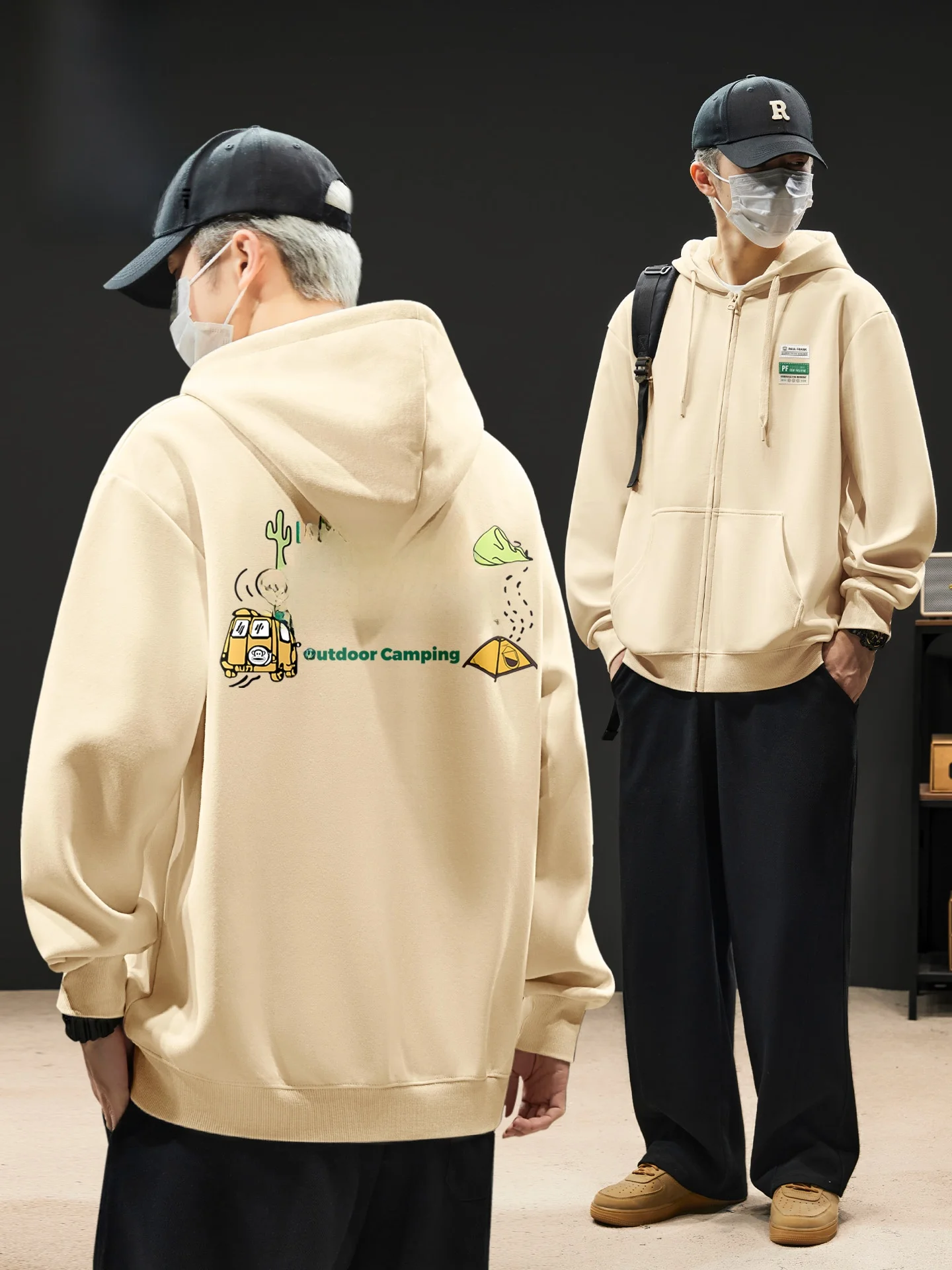 

Heavyweight Hooded Cardigan Sweatirt Men's Casual Wearable Scenarios Printed Long Sve Zipper Closure Regular Fit