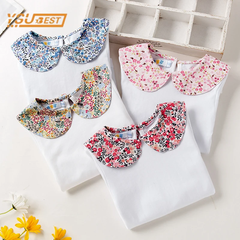 

Casual Kids Baby Girls T-shirt Spring Doll Collar Baby Girls Long Sleeve Solid Color T-shirt Children's Clothes 1-5Yrs