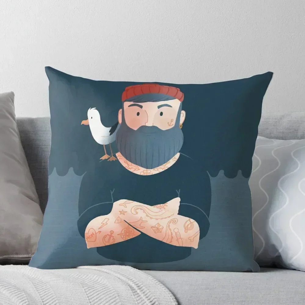 

Sailor & Seagull Throw Pillow Pillows Aesthetic ornamental pillows Sitting Cushion Cushions Cover pillow