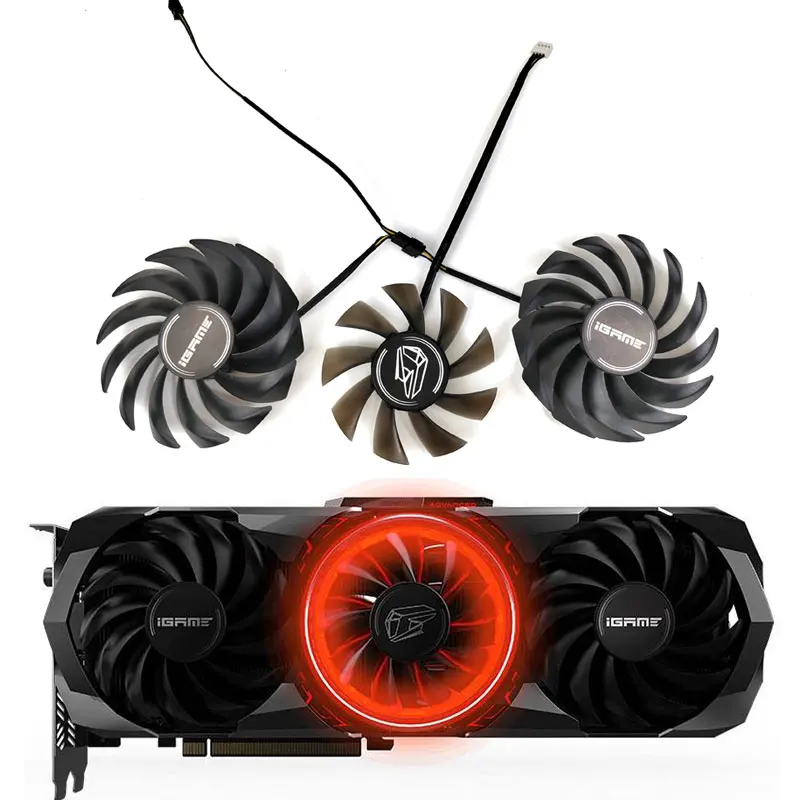 

NEW 90MM 75MM PVA080E12R 4PIN RTX3070 RTX3080 RTX3090 GPU Fan For Colorful iGame RTX 3060 3070 3080 Ti 3090 Radiator Fan