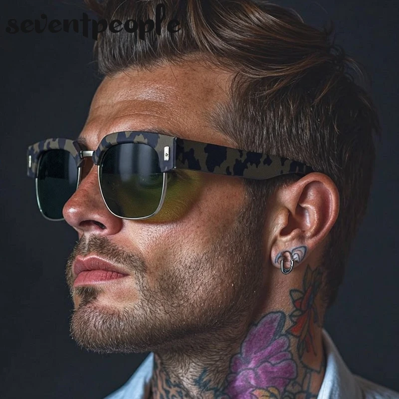 

Vintage Oversized Square Sunglasses Men 2025 Luxury Brand Classic Outdoor Driving Punk Sun Glasses For Male Trendy Shades UV400