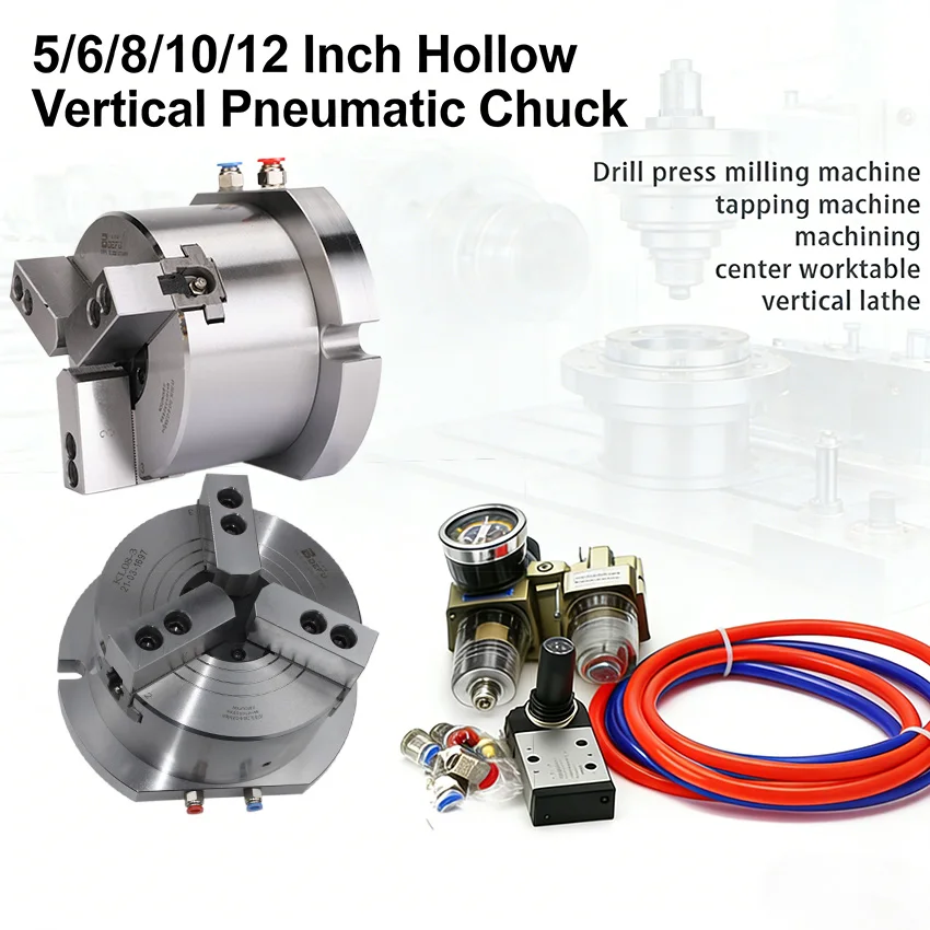 

Пневматический патрон с полым отверстием 5, 6, 8, 10, 12 дюймов для фрезерных, токарных, сверлильных и резьбонарезных станков, а также верстаков