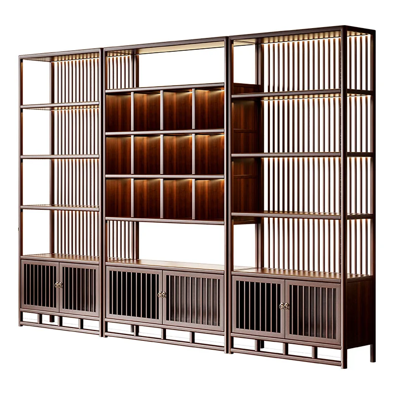 Bogu frame solid wood new Chinese style modern simple ornament display cabinet tea room partition tea cabinet tea shelf shelf