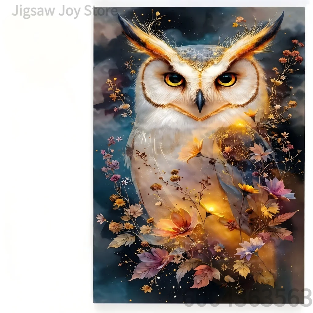 Fantasy Animal Art Jigsaw Puzzle Gift, Mystic Floral Owl, Funny Black Cat Reading, Monet Style Lily Pond Cat, 500-2000Pcs