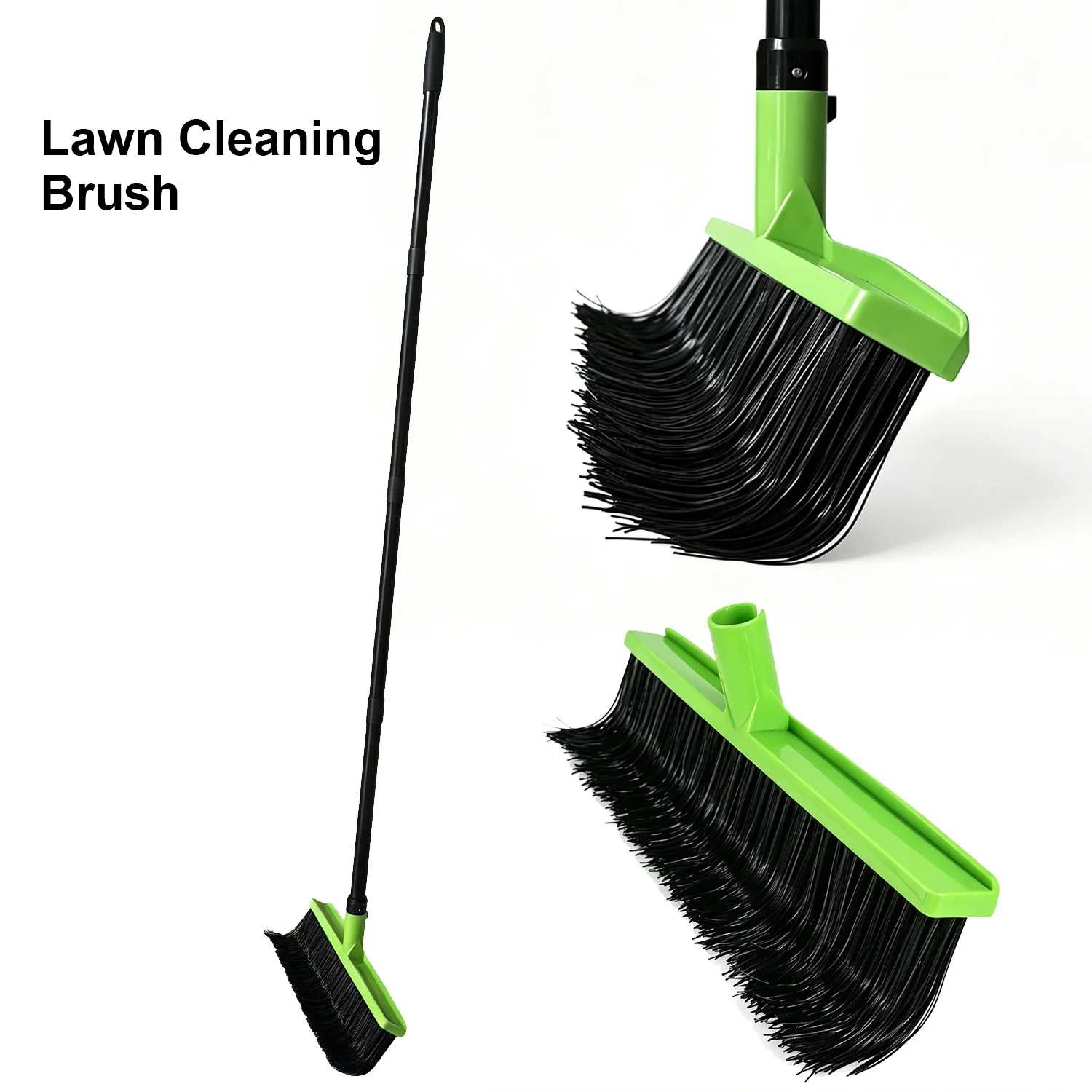 VERTAK 2-in-1 Artificial Grass Turf Cleaning Brush Detachable Replaceable Heads Lawn Sweeping Brush with 4 Section Pole