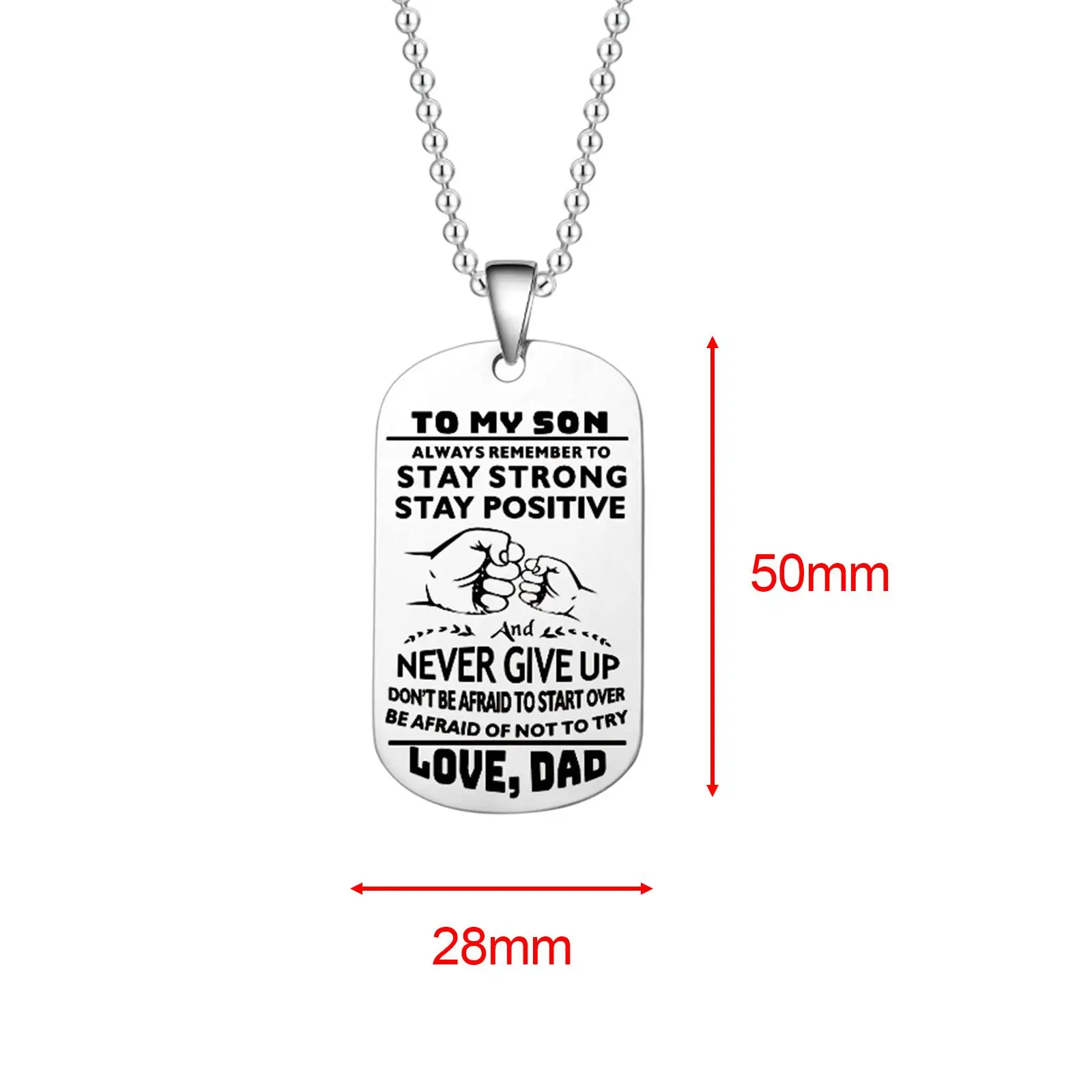 Trendy Men's Ball Chain Pendant Necklace Stainless Steel Jewelry for Teenage Boys Birthday Present for Son