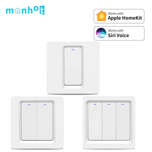 Apple Homekit interruptor de luz LED inteligente WiFi botón interruptores de pared UE 1 2 3 Gang Smart Home Siri Control para Alexa Google Home