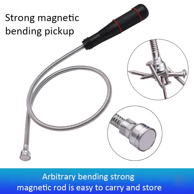 Flexible Magnetic Pickup Tool Metal Suction Bar Garbage/Keys/Bolts/Nuts Bendable Magnet Spring Grip Grabber Portable Hand Tools