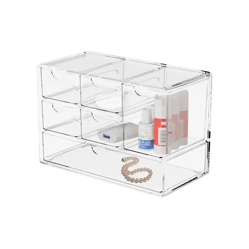 

Drawer Storage Box Multifunctional Desktop Organizer Drawer Box Transparent Cosmetic Jewelry Stationery Storage Organizer