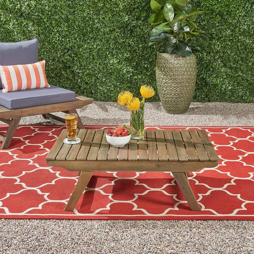 طاولة قهوة خشبية خارجية ملونة باللون الرمادي من كايل #3