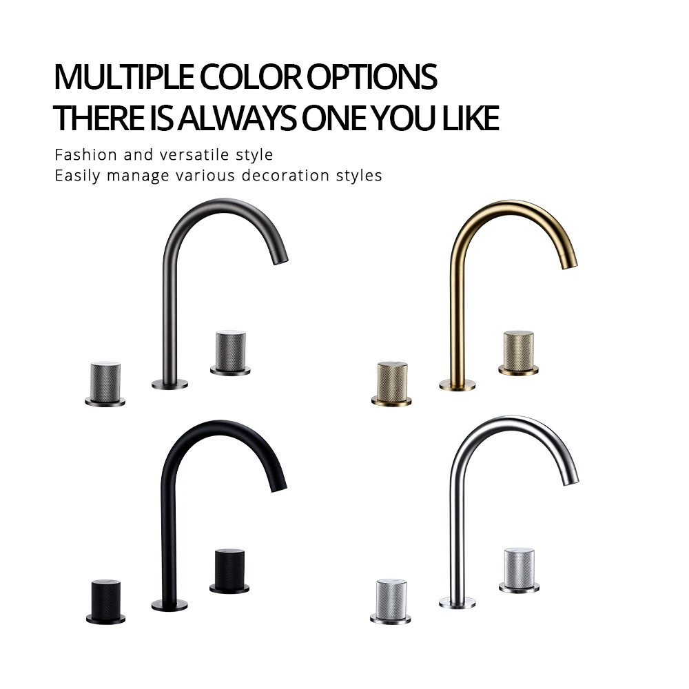 Imagem -06 - Torneira de Bacia de Ouro Rosa Escovado Peças Alças Serrilhadas Torneira Quente e Fria Misturador Conjunto de Furos