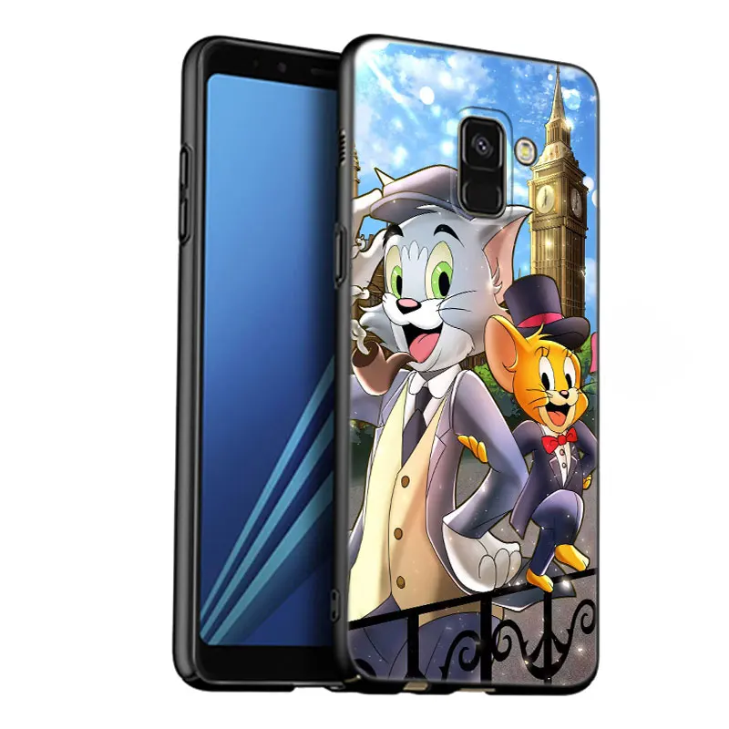 J-Jerrys Mouse Toms Cat Black Phone Case For Samsung Galaxy A01 A03 Core A04 E A02 A05 A10 A20 A21 A30 A50 S A6 A8 Plus A7 2018