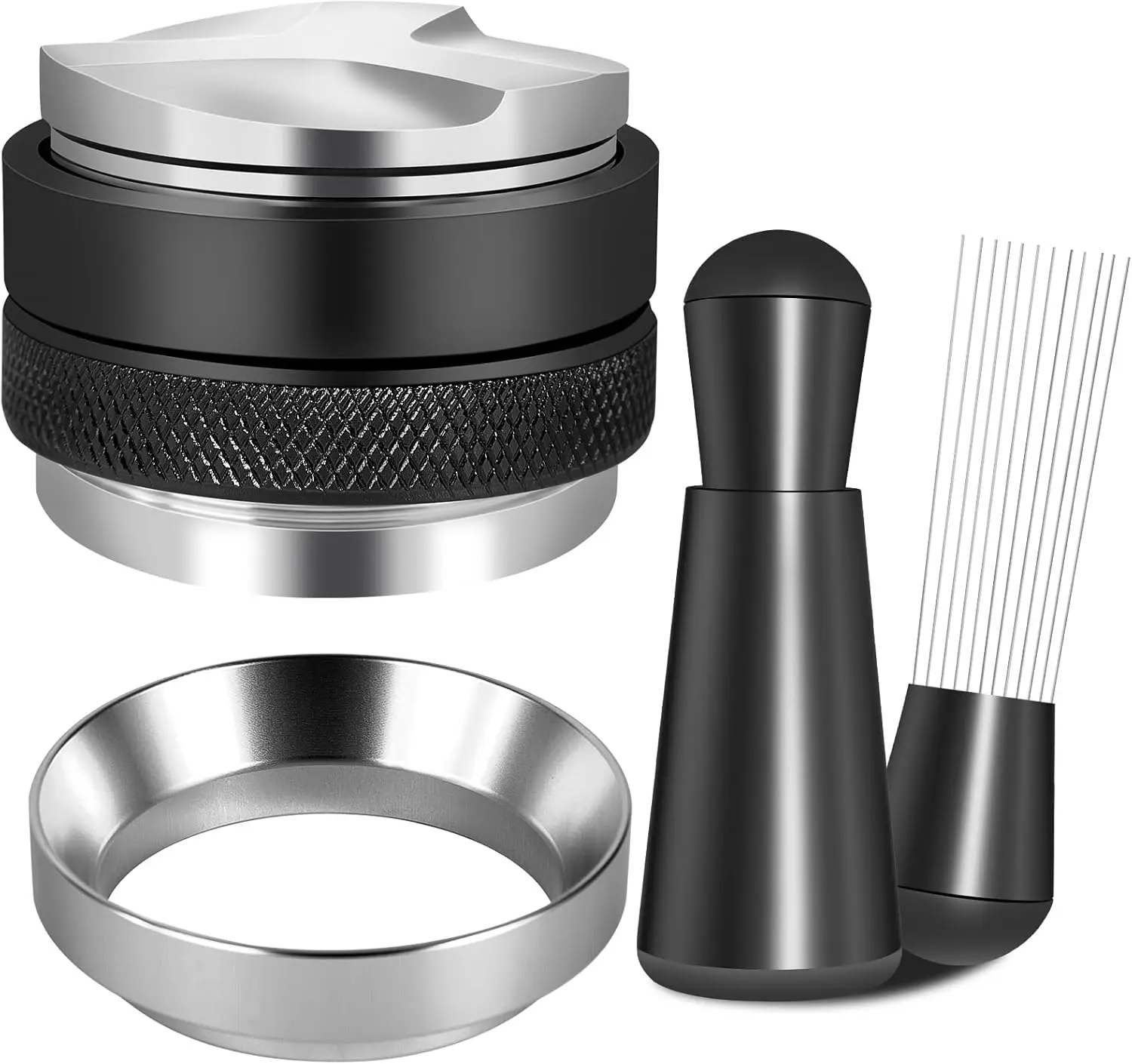 

51mm Espresso Accessories Kit, Coffee Distributor and Tamper Leveler, WDT Tool and Dosing Funnel Set Fits Delonghi 51 mm Espress