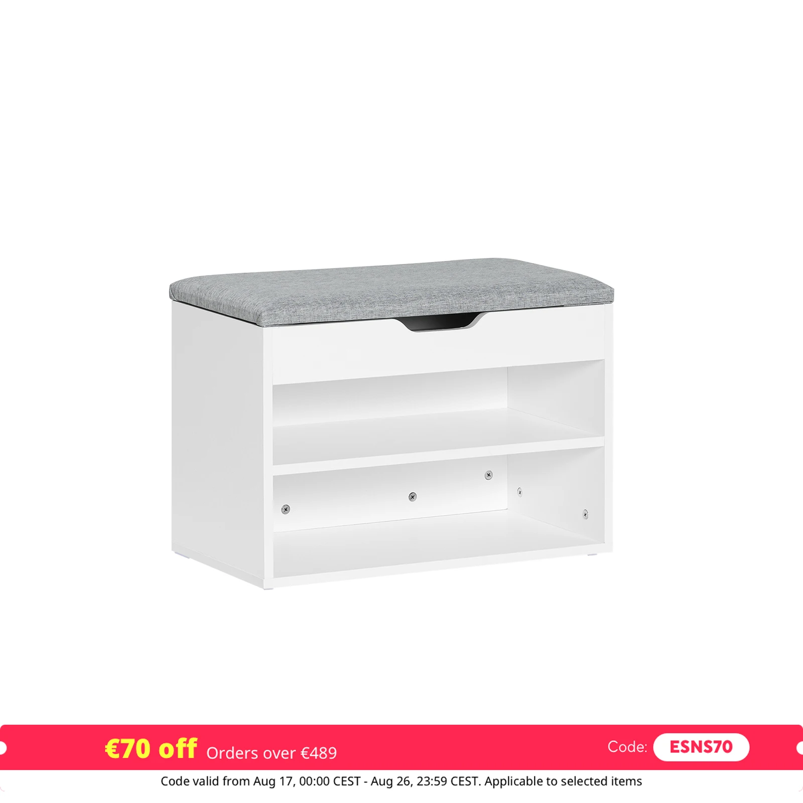 SoBuy FSR25-HG Schuhbank mit Sitzfläche Sitzbank Schuhregal Schuhschrank, Schuhtruhe Hellgrau BHT ca.: 60x43x30cm