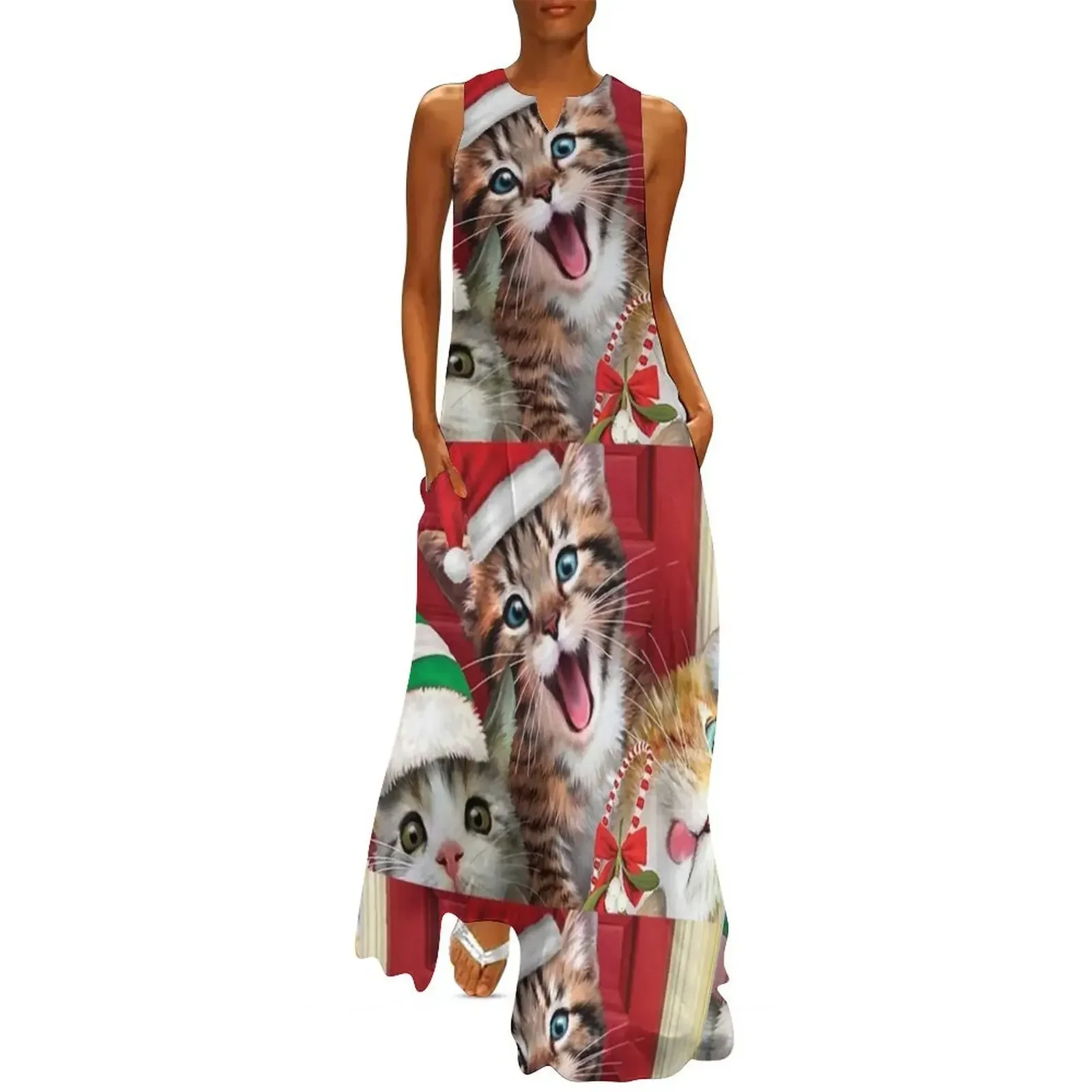 

Merry Christmas Kitties. Long Dress summer dress for women 2025 women's evening dresses loose women's dress summer clothes