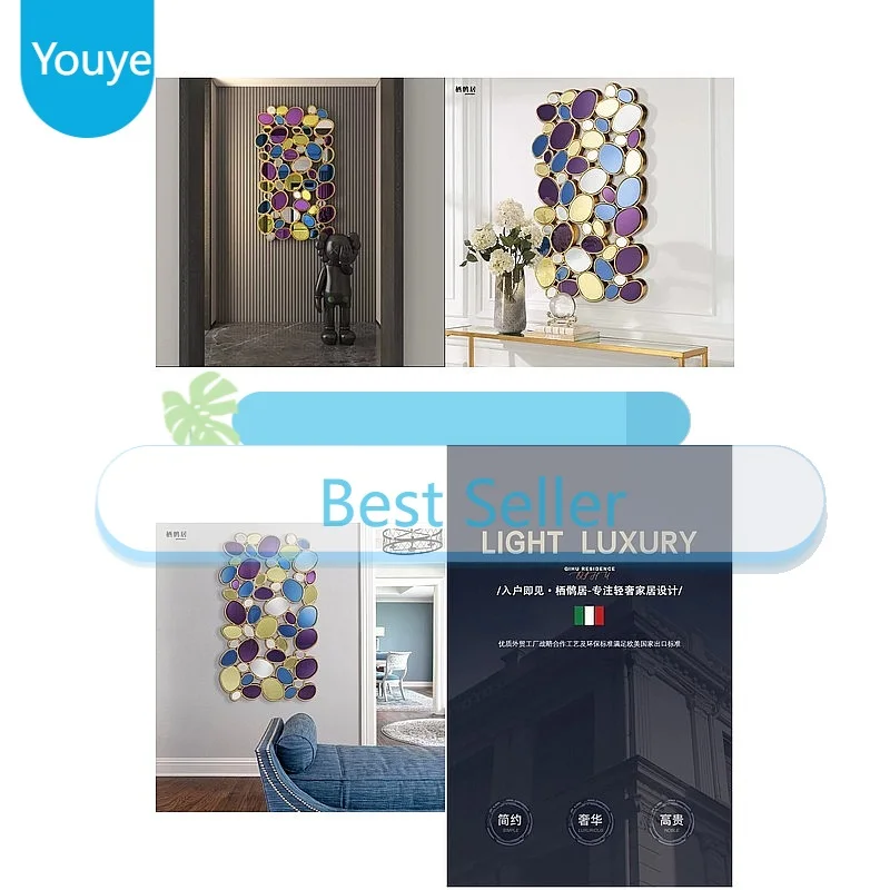 Y Vintage Floral Wall Makeup Mirror French Retro Italian Minimalist Luxury Design For Bedroom