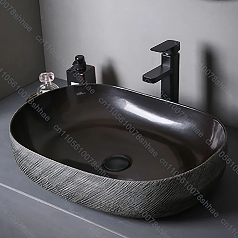 

Vintage Ceramic Vessel Sink for Bathroom Art Basin Above Counter Vanity Wash Bowl Sinks Artistic Countertop Multiple Designs