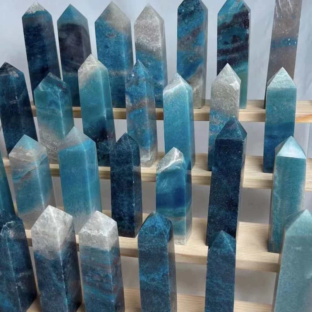 Imagem -05 - Trolleite Crystal Points Blue Ocean Tower Charka Cura Metafísica Coluna Energia Home Decor Natural