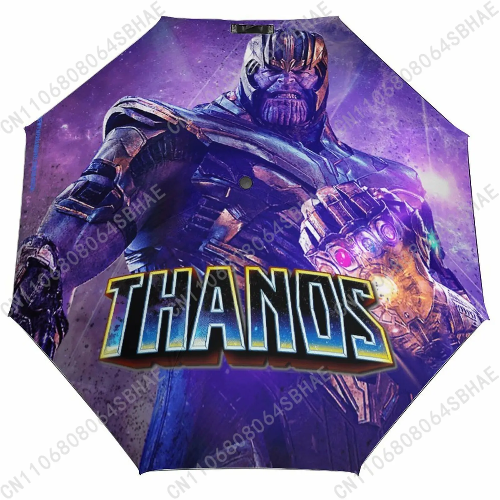 

Marvel Thanos Automatic Foldable Umbrella One Button Umbrella with Black Coating Umbrella with Matching Pouch Cosplay