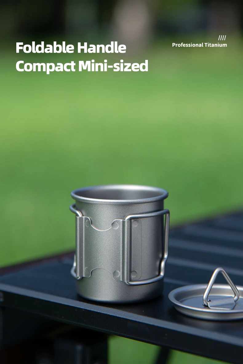 Tiartisan 50ml Reiner Titan Mini-Teetasse Outdoor Camping Taschen-Espressotasse mit Klappgriff Sake-Tasse – Detail 4