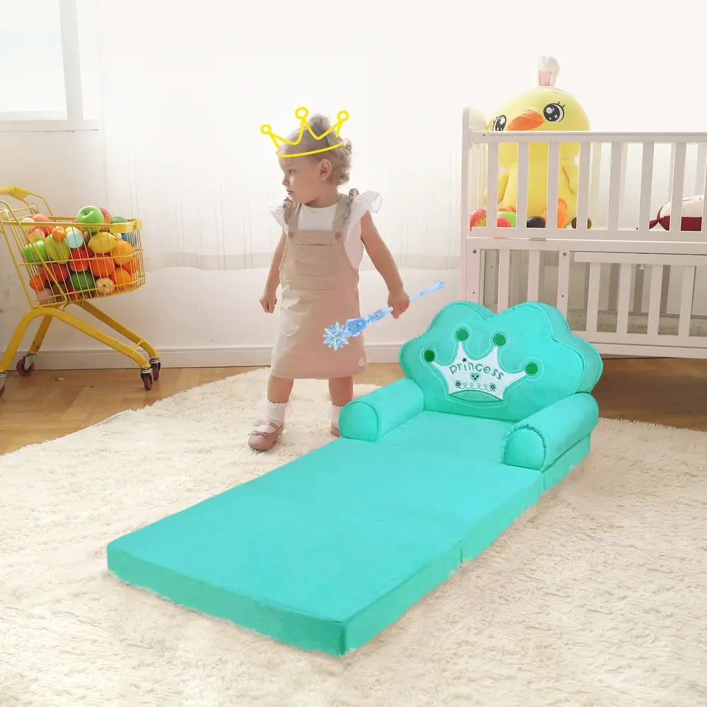 

Foldable Sofa Bed, Princess Chair For Toddlers 18 Months And Up, Pink Cartoon Shape, High Density Foam, Fold Out Couch For Bedr