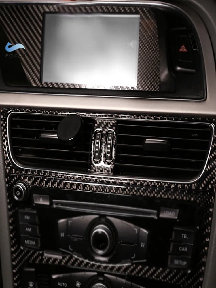 For Audi A4 B8 2009 2010 2011 2012 2013 2014 2015 Carbon Fiber Car Styling Inner Center Console Air Vent Outlet Cover Frame Trim