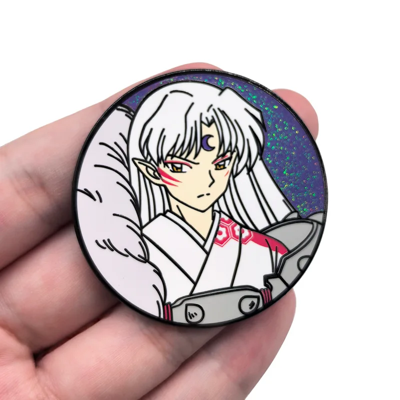 Anime Inuyasha Enamel Badges Sesshoumaru Pins Metal Pendant Japanese Manga Brooches for Bag Backpack Clothing Lapel Cosplay Gift view 5