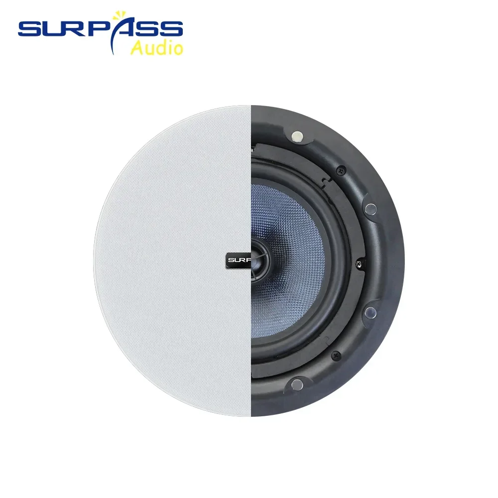 Home Theater 8 Inch 50W Frameless Coxial Ceiling Speaker with Magnetic Grill Flush Mount Passive Roof Music Loudspeaker Indoor