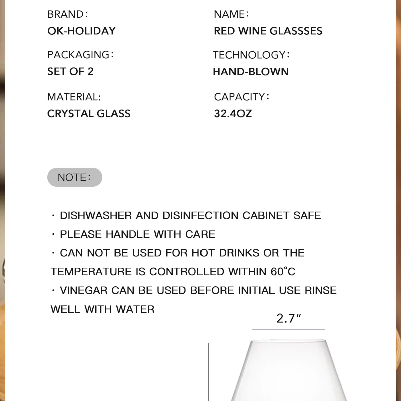 Ultradünne Burgunder-Weingläser, 2er-Set, 16,2 oz, handgeblasene Rotweingläser mit großer Schale für Pinot Noir, Burgunder und Weinverkostungen – Detail 11