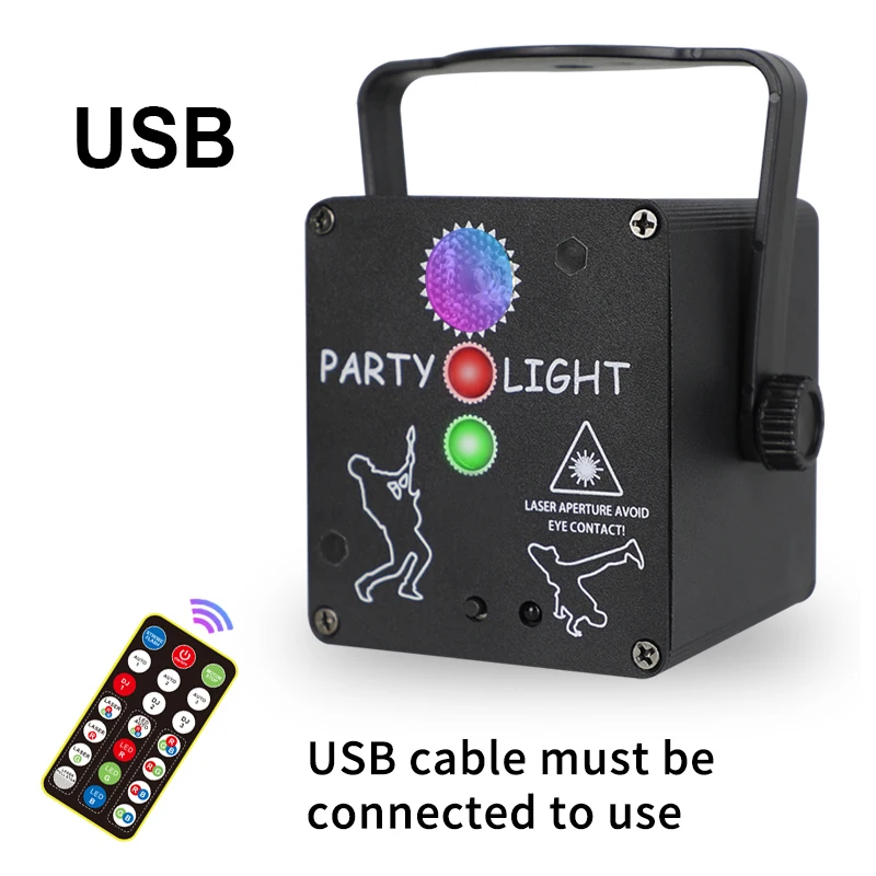 HCWE Disco Lamps USB Mini Party Lights Portable Projector Colorful RGB DJ Stroboscopes Stage Lighting For Bar Club Karaoke Light