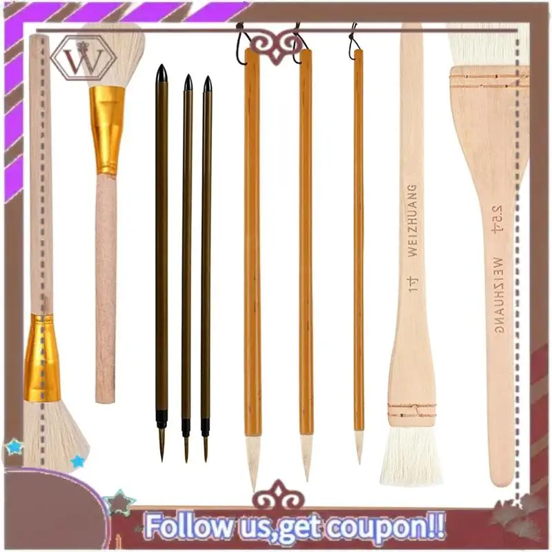 أحدث مجموعة فرش طلاء الفخار مكونة من 12 قطعة بأشكال متنوعة للفخار والألوان المائية - فرش رسم فنية بشعيرات صوف للفنانين